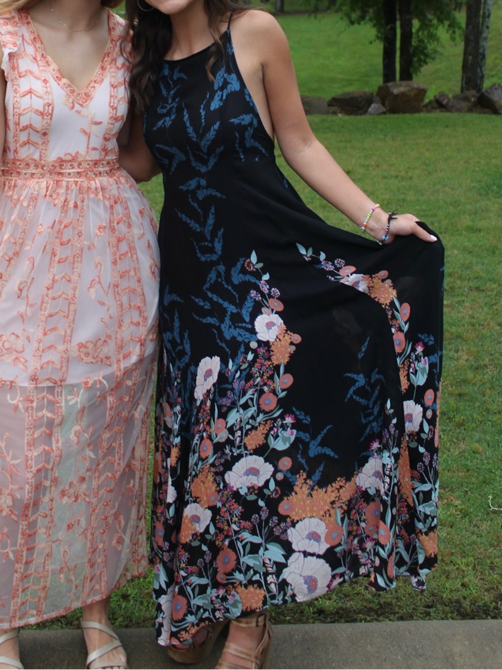 Free People High Neck Colorful Floral Maxi Dress